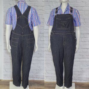 Plus Size 18 Black 90s Y2K oversized Denim Overall wide leg carpenter